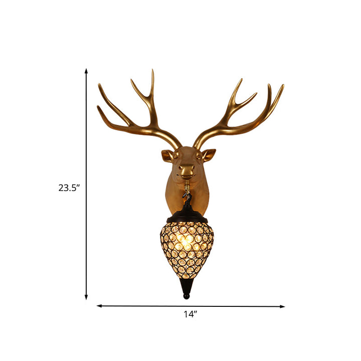 Skørter | Metal animal wall lamp black crystal hollow cone shade wall light