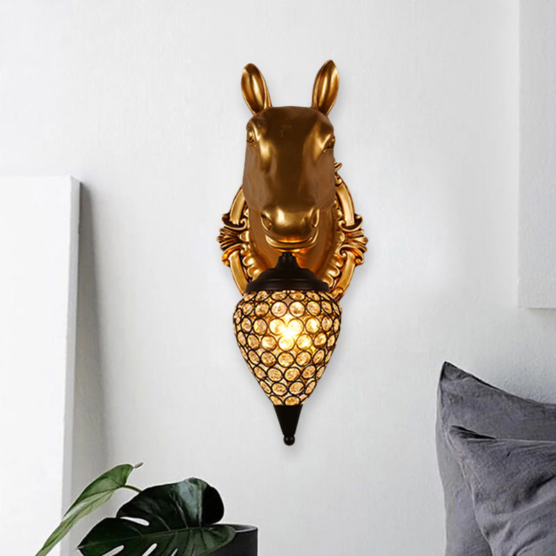 Skørter | Metal animal wall lamp black crystal hollow cone shade wall light