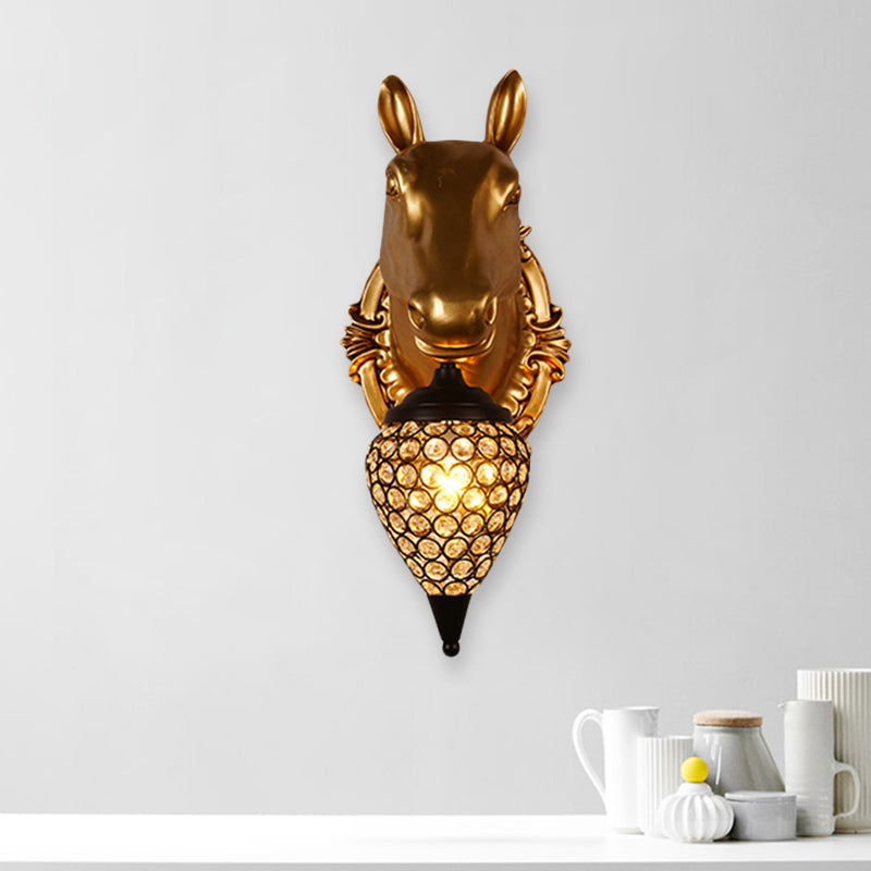 Skørter | Metal animal wall lamp black crystal hollow cone shade wall light