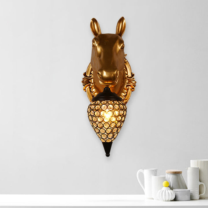 Skørter | Metal animal wall lamp black crystal hollow cone shade wall light