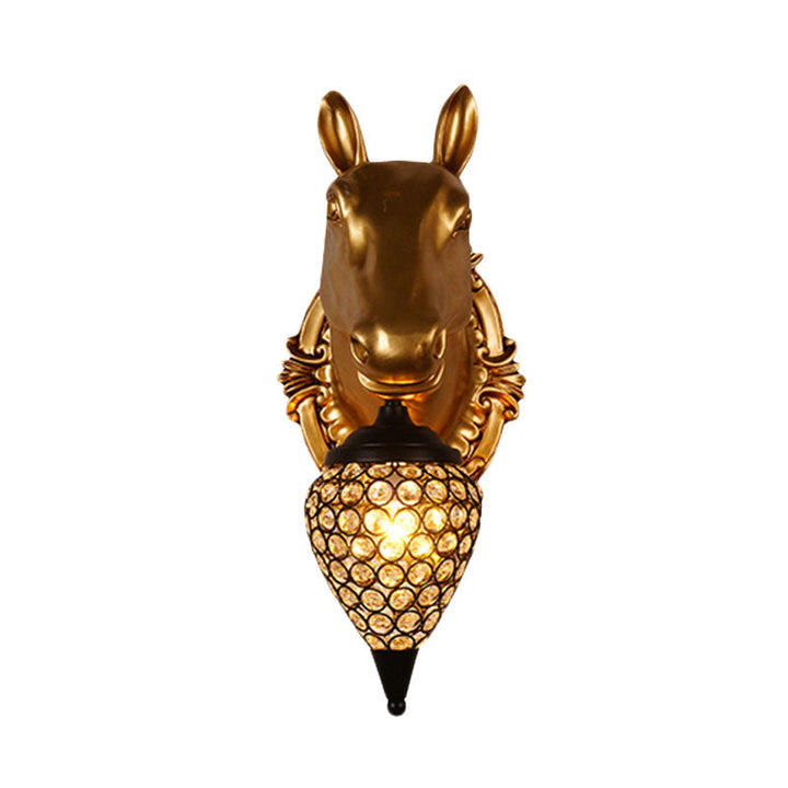 Skørter | Metal animal wall lamp black crystal hollow cone shade wall light