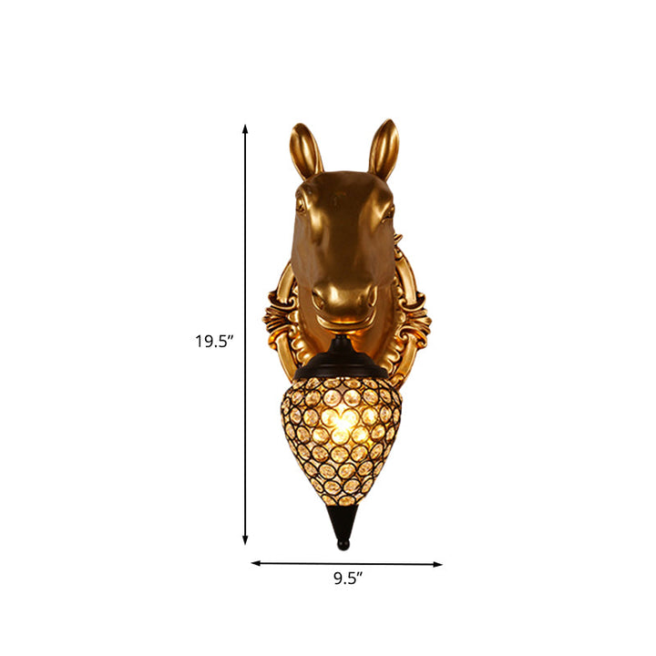 Skørter | Metal animal wall lamp black crystal hollow cone shade wall light