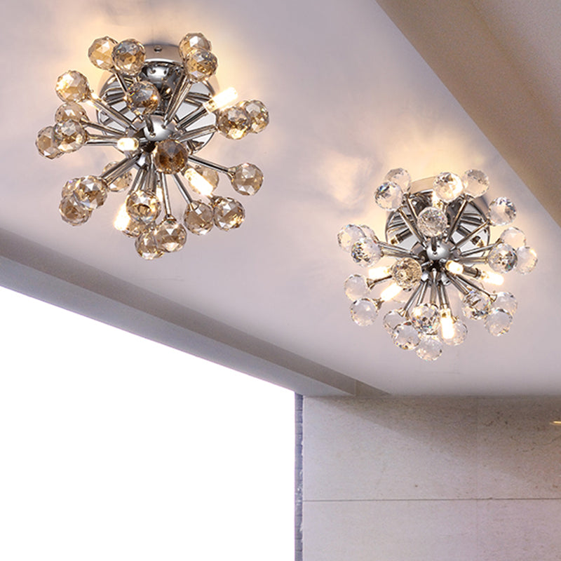 Lisslune | Sputnik Flushmount Light Crystal Ball Ceiling Light in Polished Chrome