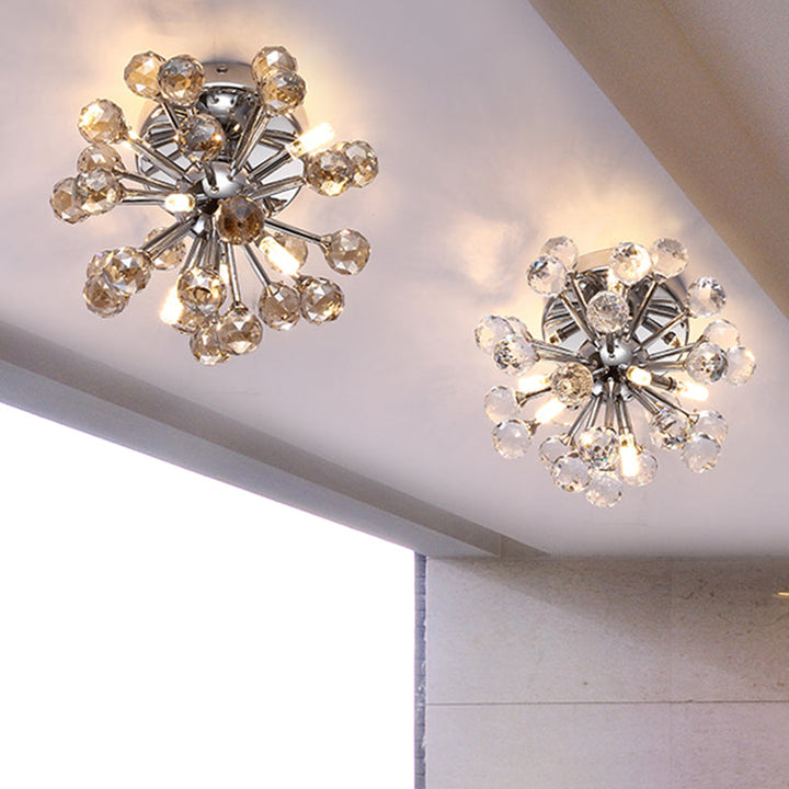 Lisslune | Sputnik Flushmount Light Crystal Ball Ceiling Light in Polished Chrome