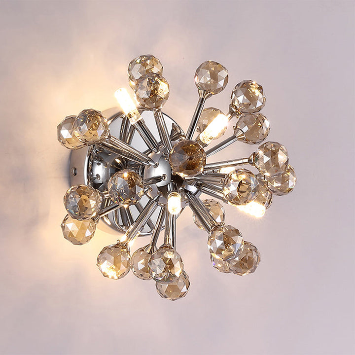Lisslune | Sputnik Flushmount Light Crystal Ball Ceiling Light in Polished Chrome