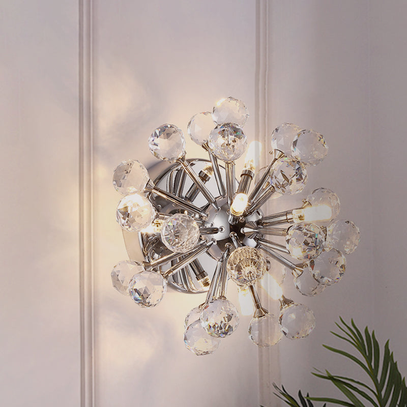 Lisslune | Sputnik Flushmount Light Crystal Ball Ceiling Light in Polished Chrome