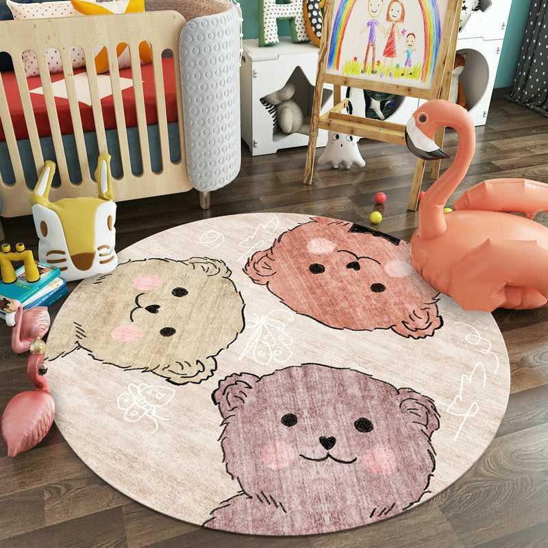 Lisslune | Pastel Colorful Animals Carpet Synthetic Cartoon Rug Non-slip Back Stain Resistant Carpet for Preschool