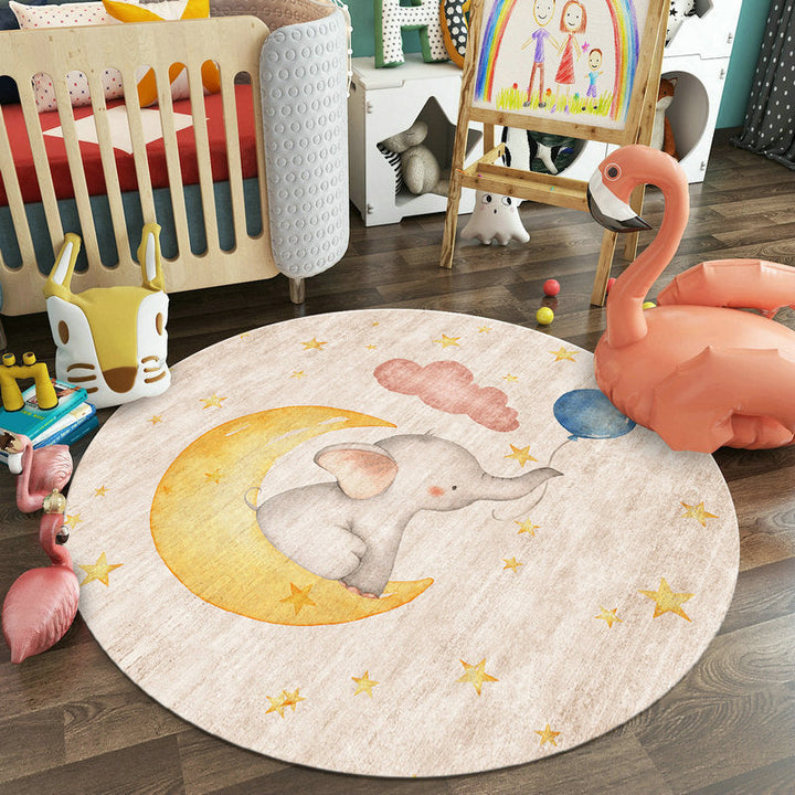 Lisslune | Pastel Colorful Animals Carpet Synthetic Cartoon Rug Non-slip Back Stain Resistant Carpet for Preschool