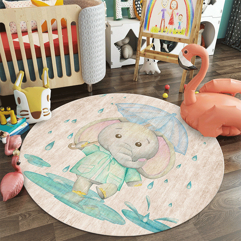 Lisslune | Pastel Colorful Animals Carpet Synthetic Cartoon Rug Non-slip Back Stain Resistant Carpet for Preschool