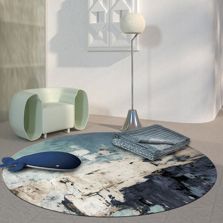 Lisslune | Dark Industrial Area Rug Synthetic Abstract Oil Painting Print Rug Stain Resistant Carpet for Home Decor
