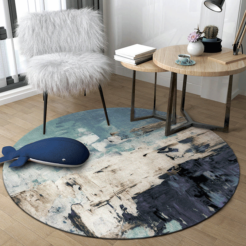 Lisslune | Dark Industrial Area Rug Synthetic Abstract Oil Painting Print Rug Stain Resistant Carpet for Home Decor