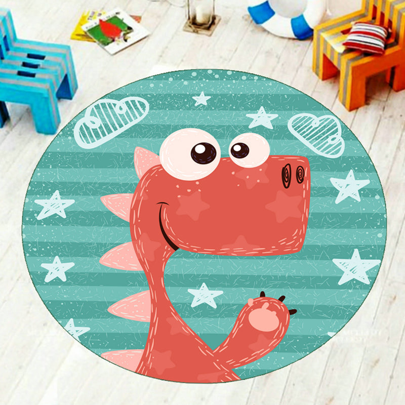 Lisslune | Cartoon Kids Room Carpet Multi-Color Animals Carpet Polyester Washable Stain Resistant Non-Slip Bottom Carpet