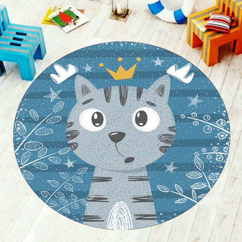 Lisslune | Cartoon Kids Room Carpet Multi-Color Animals Carpet Polyester Washable Stain Resistant Non-Slip Bottom Carpet