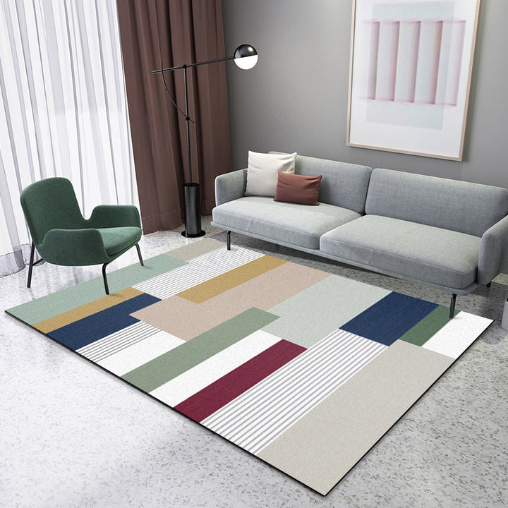 Lisslune | Novelty Colorblock Area Rug Multicolor Polyester Rug Stain Resistant Non-Slip Carpet for the Living Room