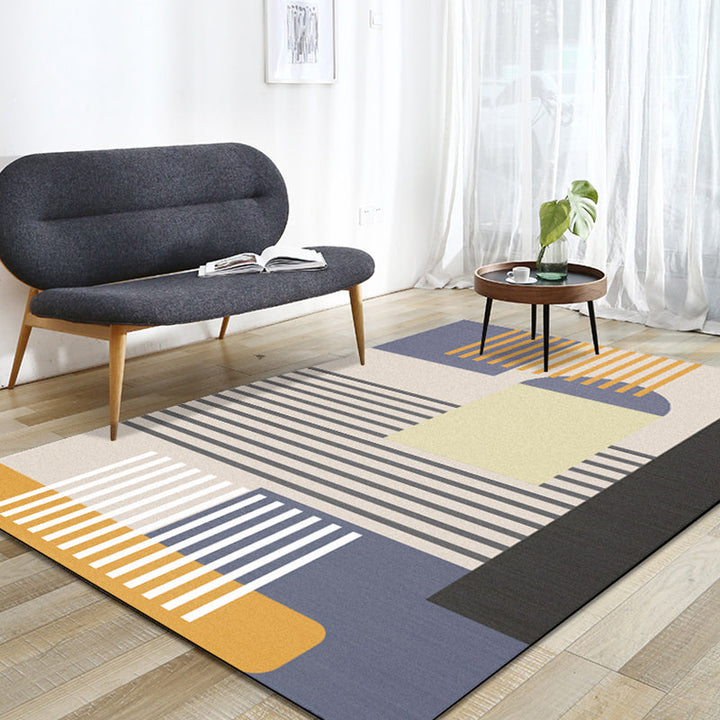 Lisslune | Novelty Colorblock Area Rug Multicolor Polyester Rug Stain Resistant Non-Slip Carpet for the Living Room