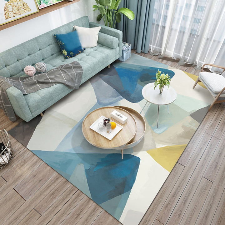 Lisslune | Novelty Colorblock Area Rug Multicolor Polyester Rug Stain Resistant Non-Slip Carpet for the Living Room
