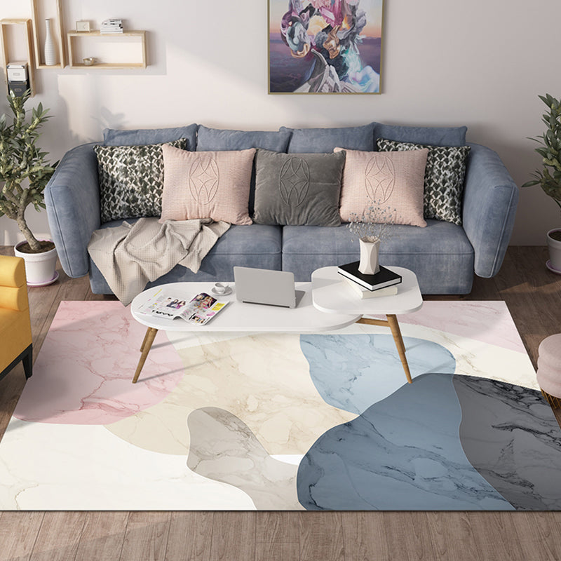 Lisslune | Novelty Colorblock Area Rug Multicolor Polyester Rug Stain Resistant Non-Slip Carpet for the Living Room