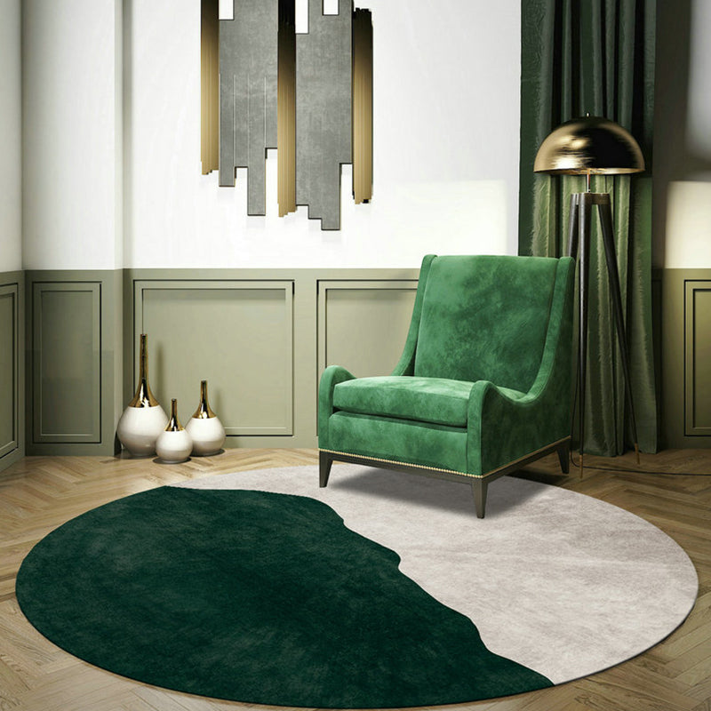 Lisslune | Nostalgic Green Modern Carpet Polyester Color Block Area Rug Non-Slip Pet-Friendly Washable Rug for Room