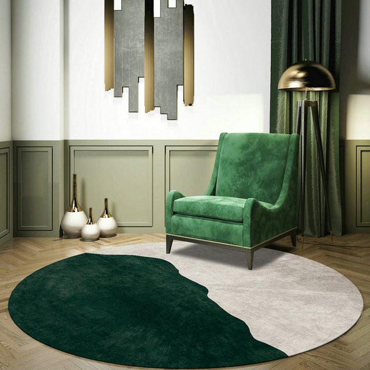 Lisslune | Nostalgic Green Modern Carpet Polyester Color Block Area Rug Non-Slip Pet-Friendly Washable Rug for Room