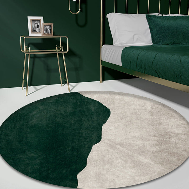 Lisslune | Nostalgic Green Modern Carpet Polyester Color Block Area Rug Non-Slip Pet-Friendly Washable Rug for Room