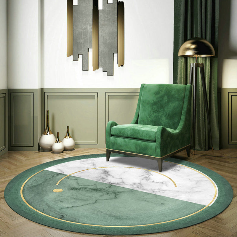 Lisslune | Nostalgic Green Modern Carpet Polyester Color Block Area Rug Non-Slip Pet-Friendly Washable Rug for Room