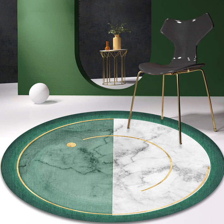 Lisslune | Nostalgic Green Modern Carpet Polyester Color Block Area Rug Non-Slip Pet-Friendly Washable Rug for Room