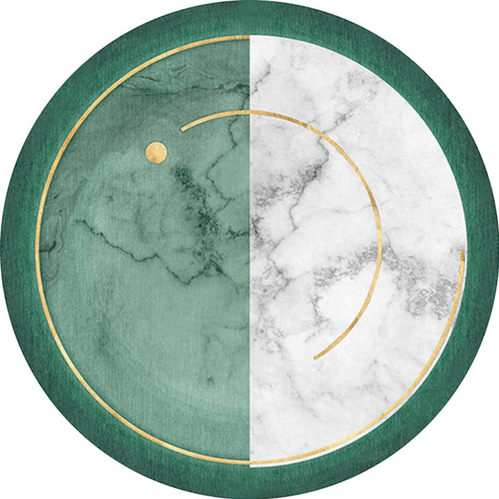 Lisslune | Nostalgic Green Modern Carpet Polyester Color Block Area Rug Non-Slip Pet-Friendly Washable Rug for Room