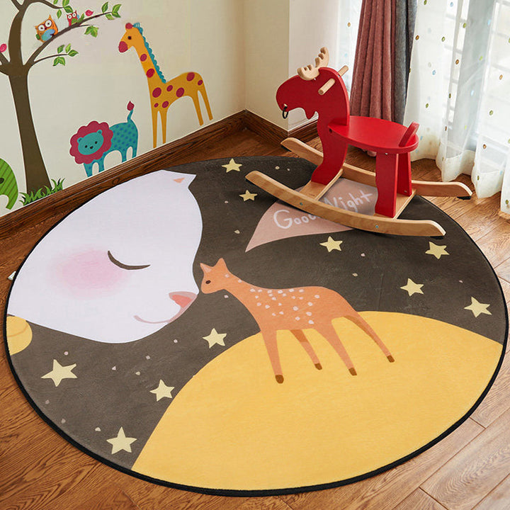 Lisslune | Beautiful animal pattern rug pastel children's style rug polyester non-slip rug for the children's room