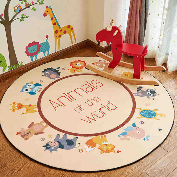 Lisslune | Beautiful animal pattern rug pastel children's style rug polyester non-slip rug for the children's room
