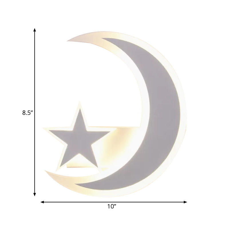 Skørter | Modern Star & Bad Wall Lamp Acrylic LED Wall Light in White for Children's Room