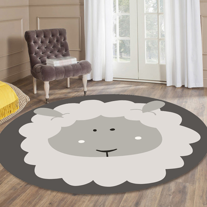 Lisslune | Dark Color Cartoon Area Rug Synthetic Animal Head Carpet Stain Resistant Non-Slip Rug for Children's Room