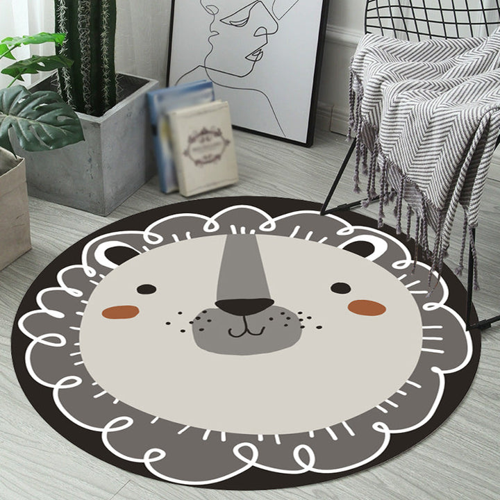Lisslune | Dark Color Cartoon Area Rug Synthetic Animal Head Carpet Stain Resistant Non-Slip Rug for Children's Room