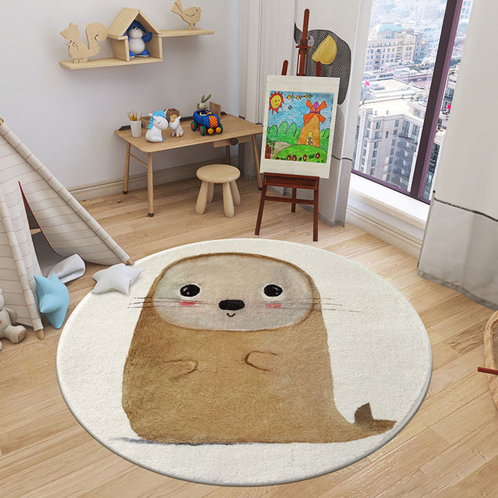 Lisslune | Cartoon Animal Indoor Carpet Soft Color Polyester Rug Non-Slip Backing Washable Rug for Children's Room