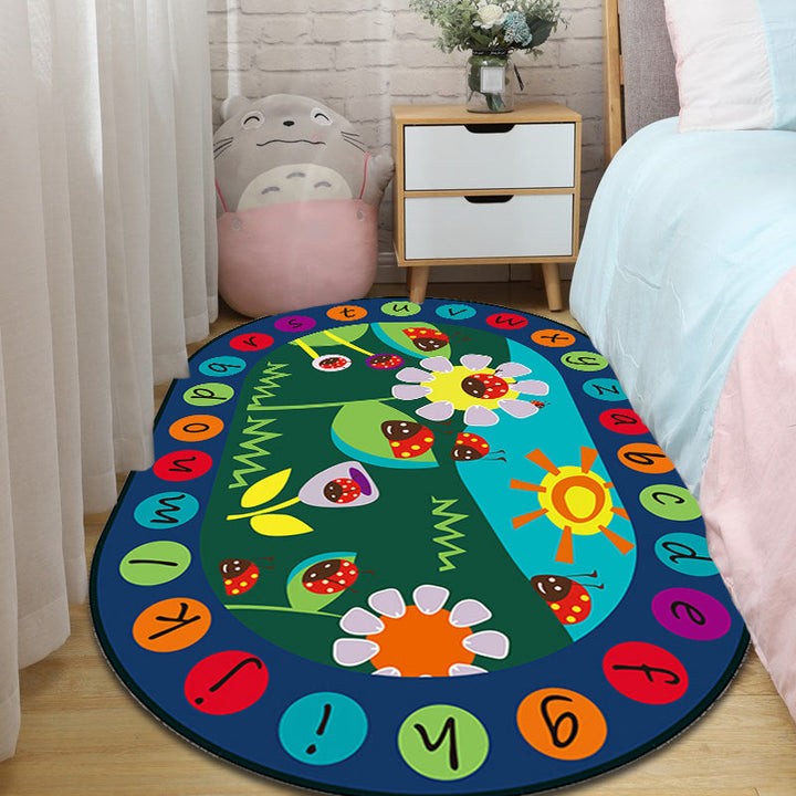 Lisslune | Multicolor Kids Room Carpet Cartoon Alphabet Letters and Numbers Carpet Polyester Pet-Friendly Carpet