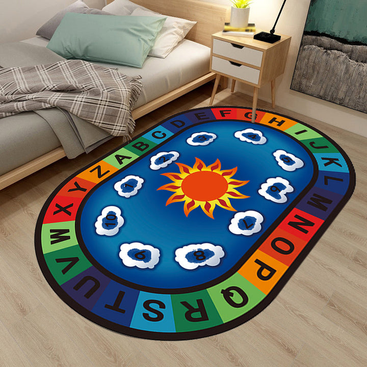 Lisslune | Multicolor Kids Room Carpet Cartoon Alphabet Letters and Numbers Carpet Polyester Pet-Friendly Carpet