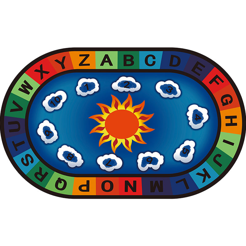 Lisslune | Multicolor Kids Room Carpet Cartoon Alphabet Letters and Numbers Carpet Polyester Pet-Friendly Carpet
