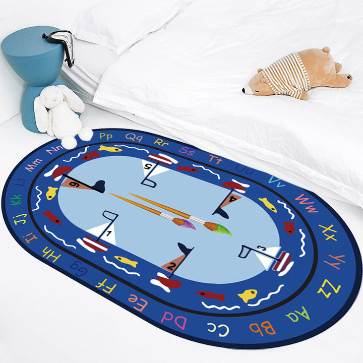 Lisslune | Multicolor Kids Room Carpet Cartoon Alphabet Letters and Numbers Carpet Polyester Pet-Friendly Carpet