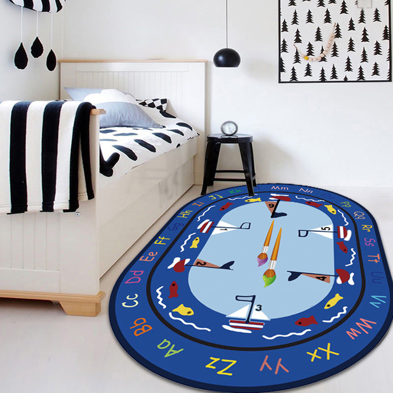 Lisslune | Multicolor Kids Room Carpet Cartoon Alphabet Letters and Numbers Carpet Polyester Pet-Friendly Carpet