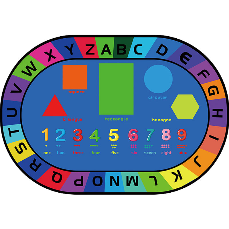 Lisslune | Multicolor Kids Room Carpet Cartoon Alphabet Letters and Numbers Carpet Polyester Pet-Friendly Carpet