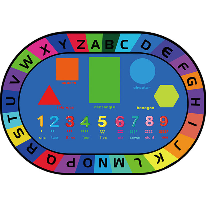 Lisslune | Multicolor Kids Room Carpet Cartoon Alphabet Letters and Numbers Carpet Polyester Pet-Friendly Carpet