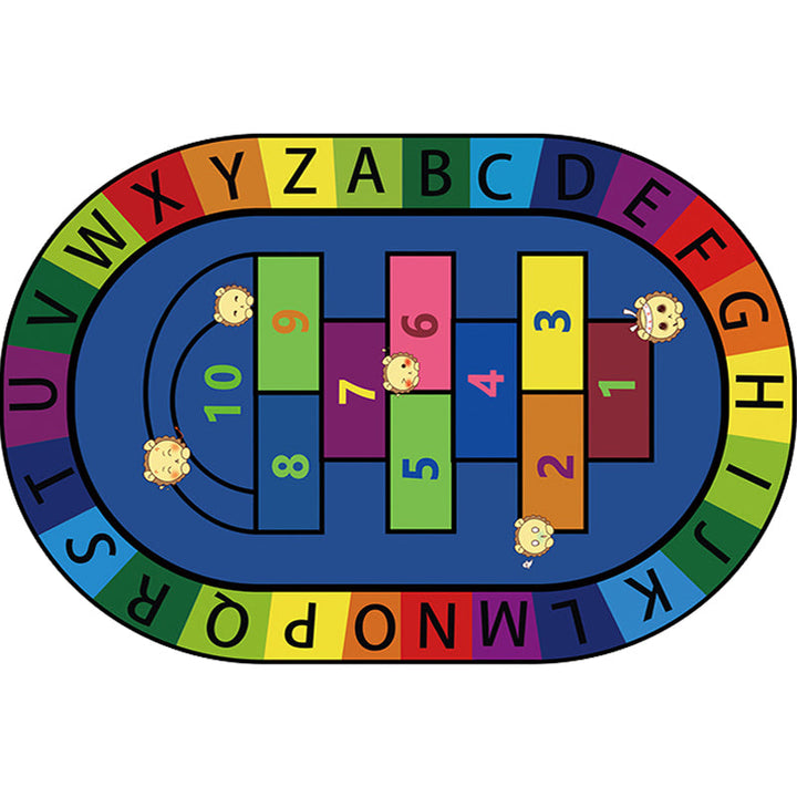 Lisslune | Multicolor Kids Room Carpet Cartoon Alphabet Letters and Numbers Carpet Polyester Pet-Friendly Carpet