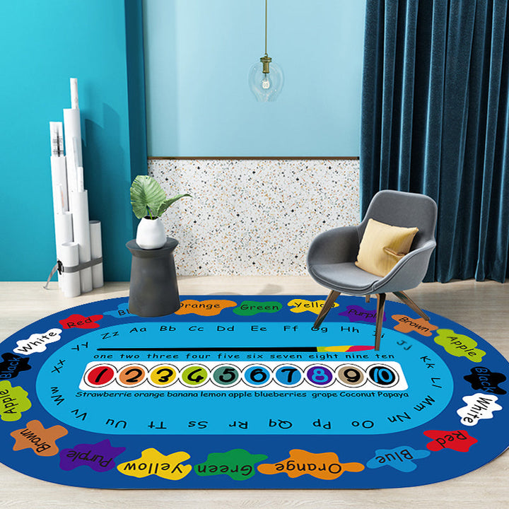 Lisslune | Multicolor Kids Room Carpet Cartoon Alphabet Letters and Numbers Carpet Polyester Pet-Friendly Carpet