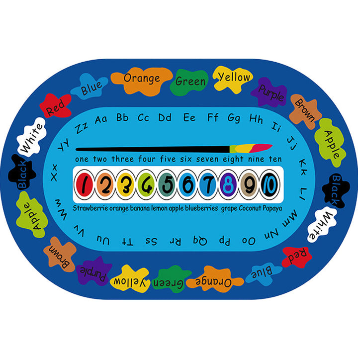 Lisslune | Multicolor Kids Room Carpet Cartoon Alphabet Letters and Numbers Carpet Polyester Pet-Friendly Carpet