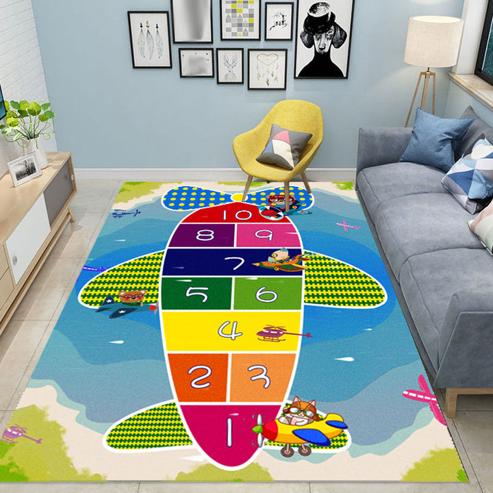 Lisslune | Multicolor Kids Room Carpet Cartoon Alphabet Letters and Numbers Carpet Polyester Pet-Friendly Carpet
