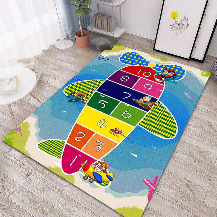 Lisslune | Multicolor Kids Room Carpet Cartoon Alphabet Letters and Numbers Carpet Polyester Pet-Friendly Carpet