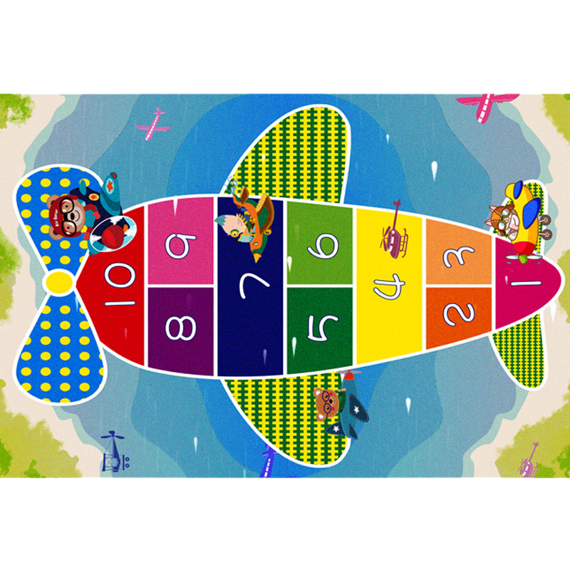Lisslune | Multicolor Kids Room Carpet Cartoon Alphabet Letters and Numbers Carpet Polyester Pet-Friendly Carpet