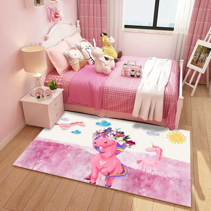 Lisslune | Dreamy Fairy-Tale Area Rug Pastel Color Cartoon Carpet Polypropylene Stain-Resistant Carpet for Kids Room