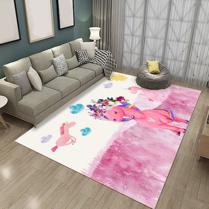 Lisslune | Dreamy Fairy-Tale Area Rug Pastel Color Cartoon Carpet Polypropylene Stain-Resistant Carpet for Kids Room