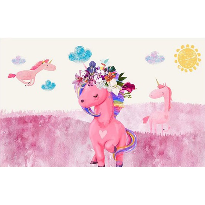 Lisslune | Dreamy Fairy-Tale Area Rug Pastel Color Cartoon Carpet Polypropylene Stain-Resistant Carpet for Kids Room