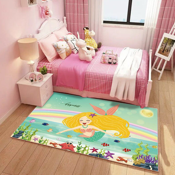 Lisslune | Dreamy Fairy-Tale Area Rug Pastel Color Cartoon Carpet Polypropylene Stain-Resistant Carpet for Kids Room